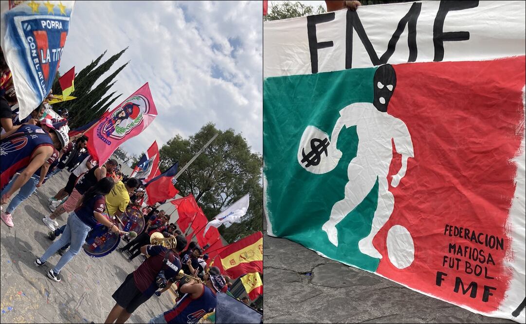 Aficionados de equipos de la Liga de Expansión MX protestan ante la FMF / Foto: Especiales