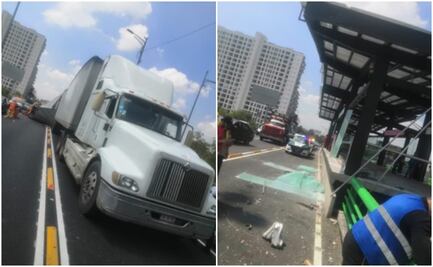 Tráiler destroza estación de Metrobús de la Línea 5 que todavía no está en operación