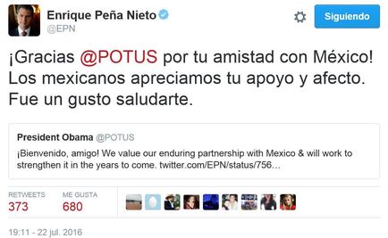 "¡Bienvenido, amigo!", dijo Obama a Peña