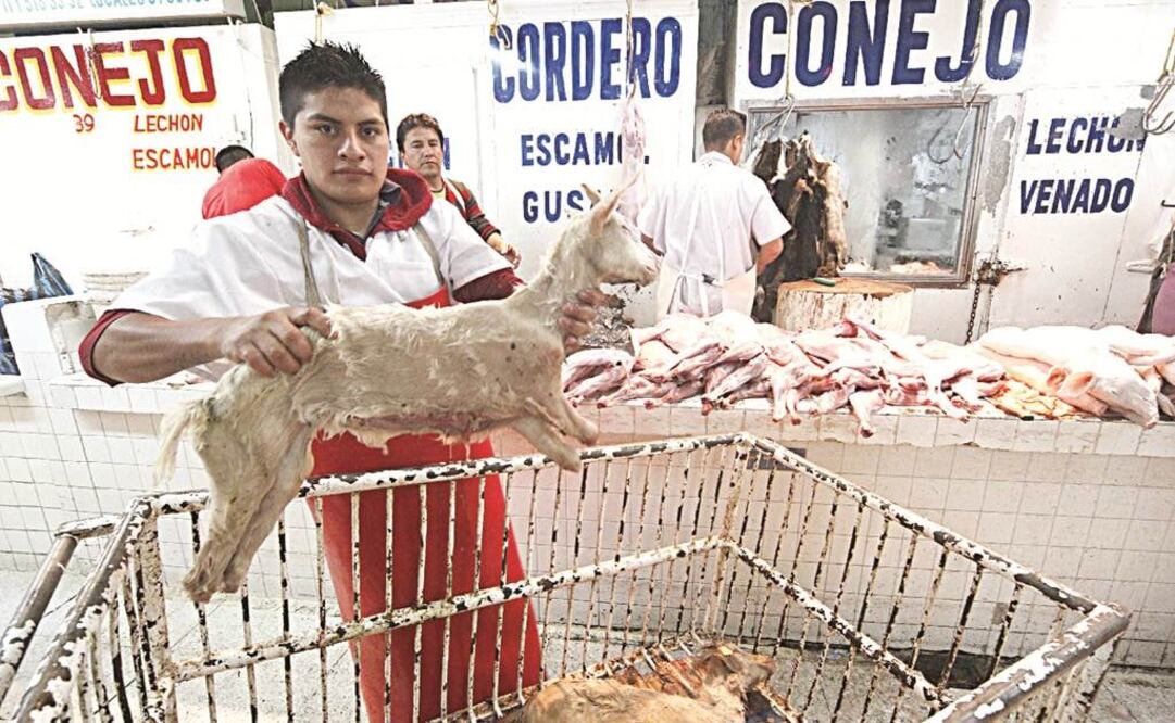 En el Mercado de San Juan se comercializa carne de puerco, de res y de cabrito, pero también se puede comprar  carne de león por 850 pesos el kilogramo, carne de búfalo por  680 pesos y de  venado por 350 pesos. ARIEL OJEDA. EL UNIVERSAL