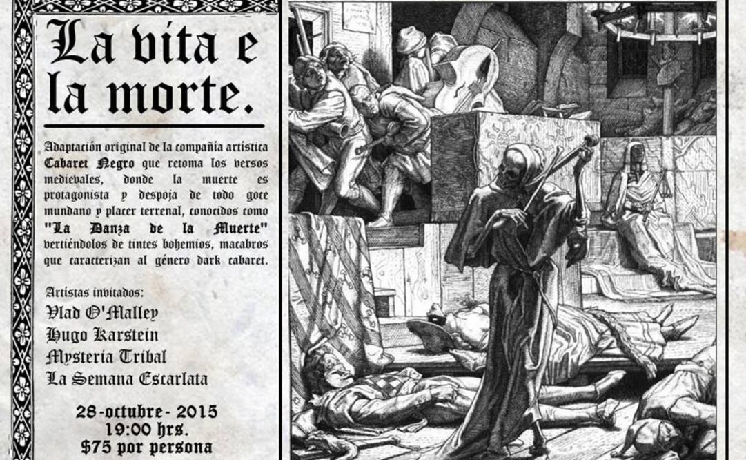 El espectáculo "La Danza de la Muerte", de la compañía artística Cabaret Negro, se presentará esta noche en el Museo del Juguete Antiguo. (FOTO tomada de Twitter: @NocheDeMuseos)