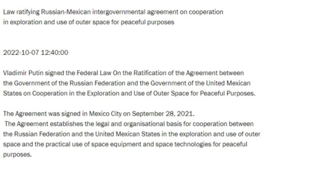 Pese a lo aclarado por SRE, embajada de Rusia decía que acuerdo sí prevé sistemas Glonass