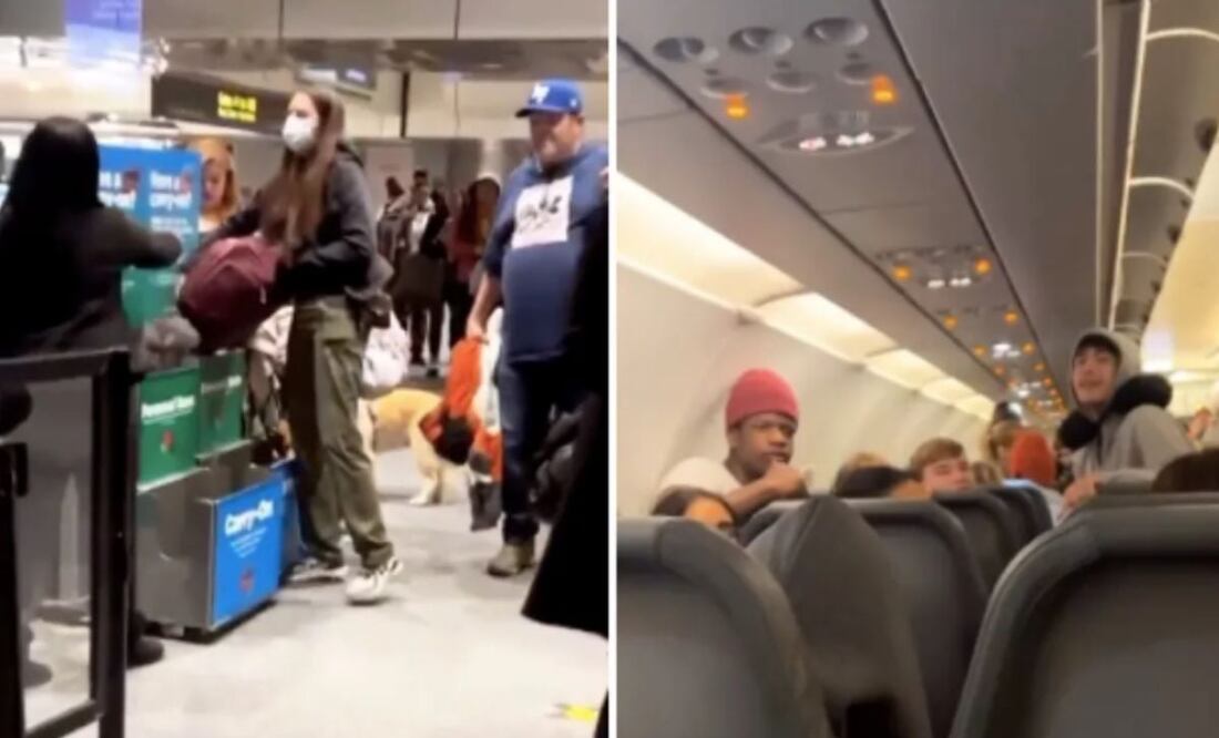 Estaban a punto de despegar, pero la aerolínea los hizo bajar a todos. Foto: Instagram @nikki__le