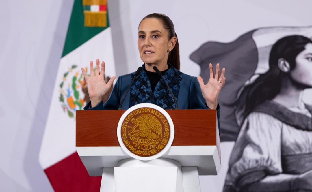 Presidenta Claudia Sheinbaum durante su conferencia de prensa desde Palacio Nacional (27/03/2026). Foto: Hugo Salvador / EL UNIVERSAL