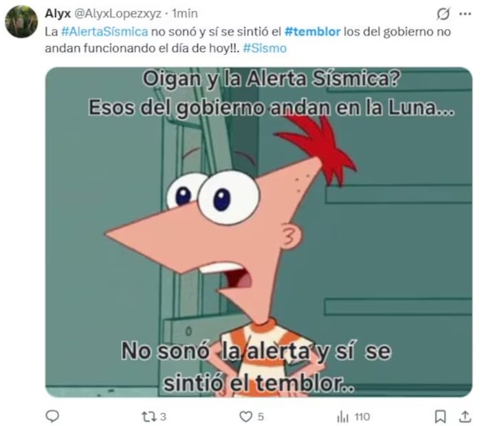 Memes sobre el sismo de este sábado, 13 de junio.
Imagen: X