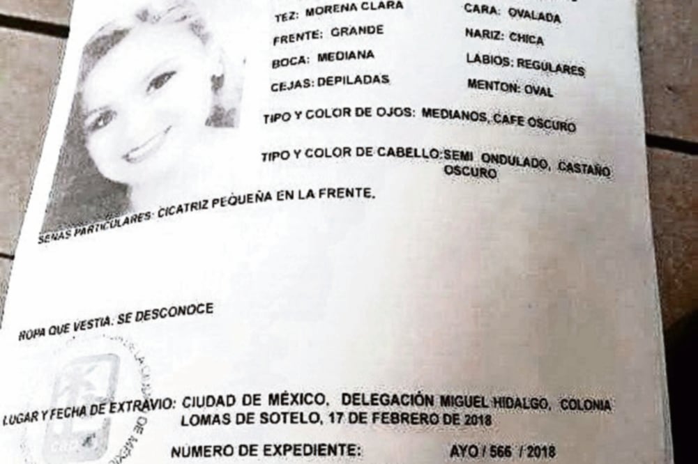 Familiares de la víctima revelaron que el pasado 16 de febrero, ella les avisó que después de salir del trabajo saldría con unos amigos. (ESPECIAL)