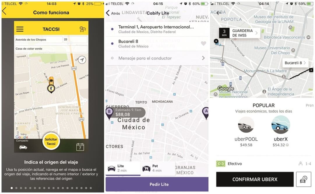 Las plataformas pueden ser descargadas a teléfonos inteligentes desde las tiendas digitales, aunque aún no cuenten con los registros de la Secretaría de Movilidad. (ESPECIAL)