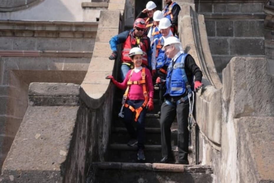 Sheinbaum inicia 2023 en Catedral; supervisa restauración de cúpulas y bóvedas