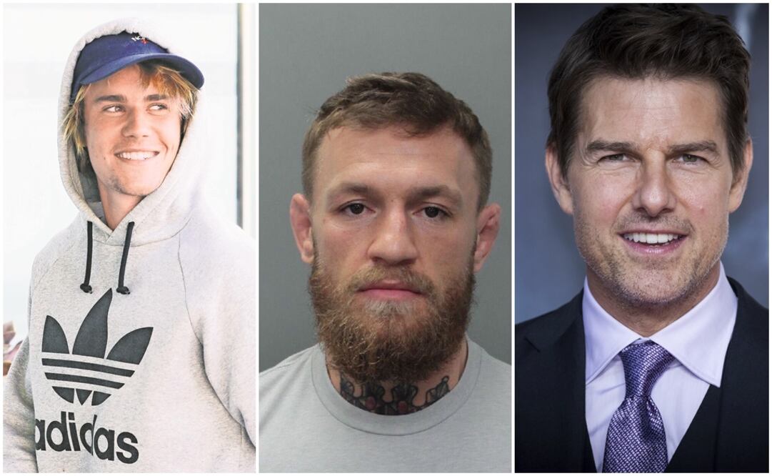 Justin Bieber, Conor McGregor y Tom Cruise. Fotos: Archivo