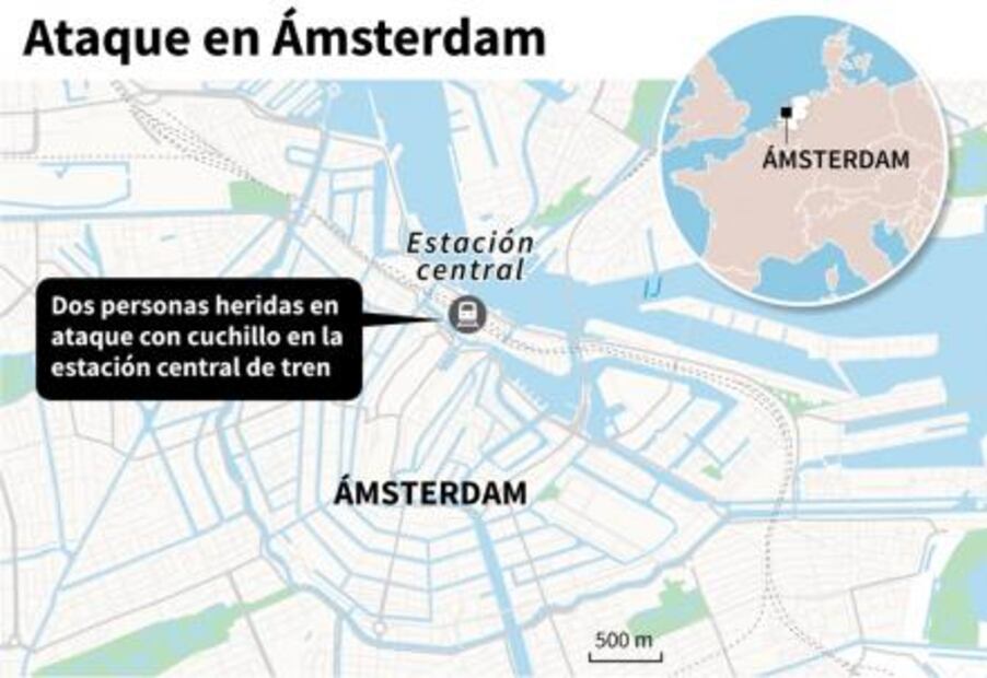Ataque con cuchillo en metro de Ámsterdam deja 2 heridos