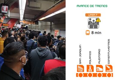 Suspenden servicio en 4 estaciones de la Línea 7 del Metro por objeto metálico en vías