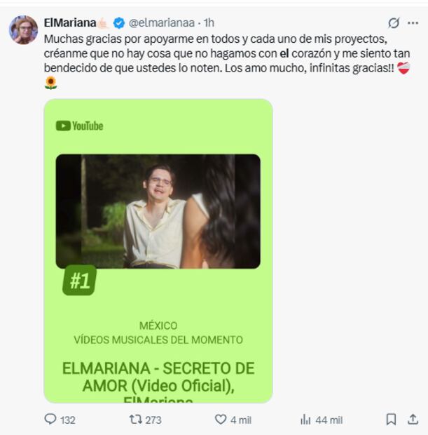 Con tan solo 24 horas desde su lanzamiento, el cover del streamer ya cuenta con un millón de reproducciones en la plataforma. Foto: Captura de pantalla X