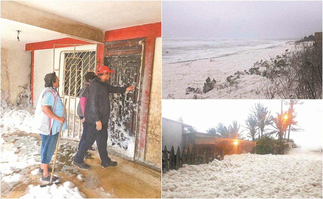 Vecinos del puerto Sánchez Magallanes aseguran que fueron sorprendidos por el fenómeno de la espuma. Autoridades estatales aseguraron que no es un riesgo para la población y ven probable que pueda repetirse. Foto: CORTESÍA IVÁN INFANTE