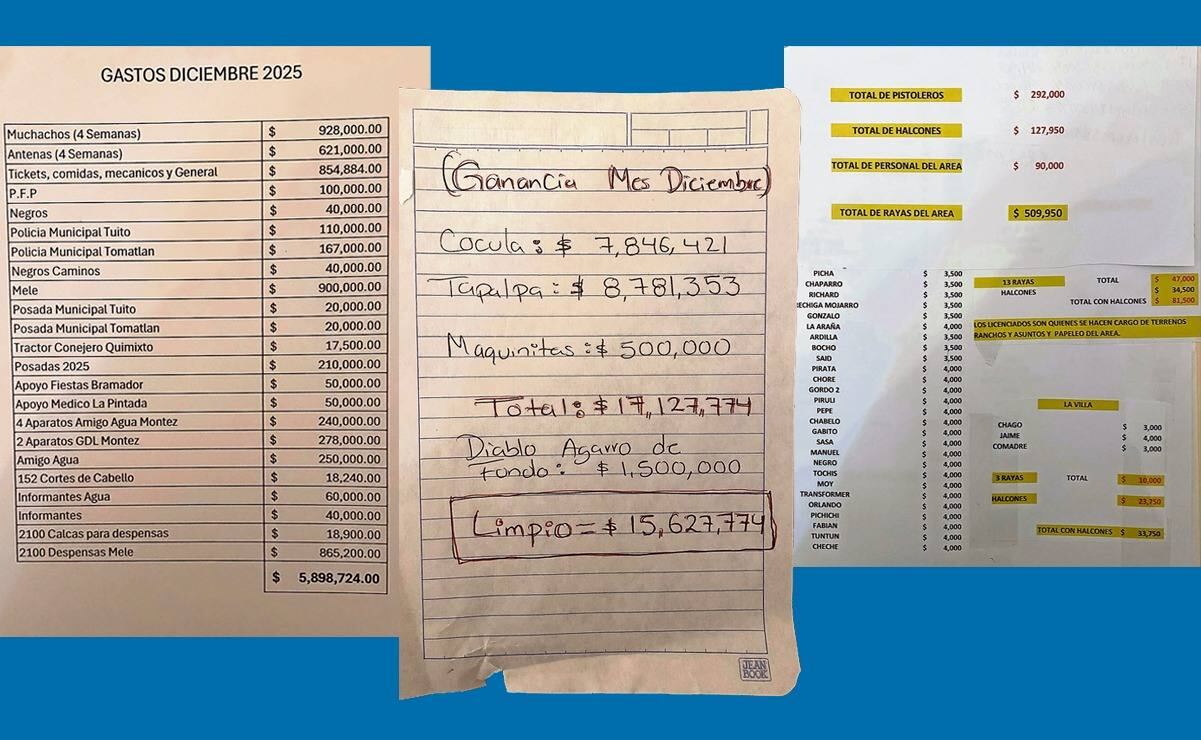 A mano o a computadora, los registros de los gastos y ganancias de este grupo criminal se plasmaban de manera diaria, semanal o mensual. Foto: Valente Rosas / EL UNIVERSAL