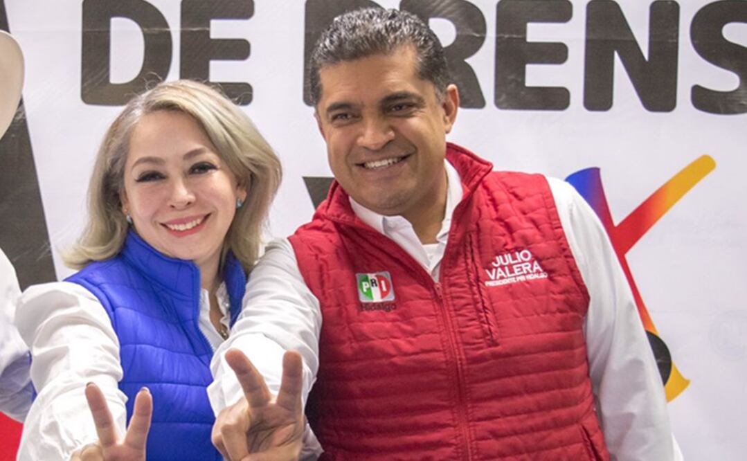 Claudia Lilia Luna, dirigente estatal del PAN y Julio Valera Piedras, líder estatal del PRI. Foto: Especial