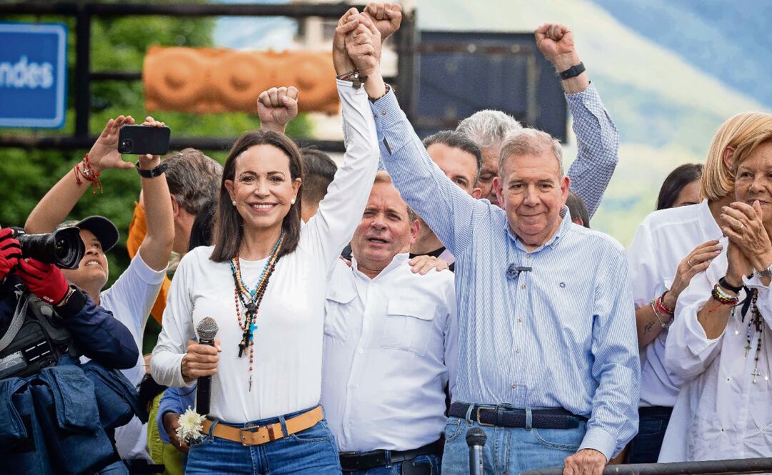 Los líderes opositores María Corina Machado y Edmundo González, en 2024. Foto: Ronald Peña R. / EFE