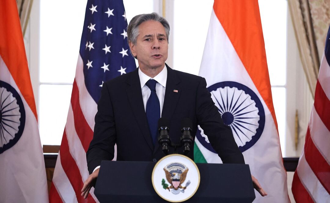 El Secretario de Estado Antony Blinken habla durante un almuerzo en honor al Primer Ministro indio Narendra Modi en el Departamento de Estado en Washington, DC. Foto: AFP
