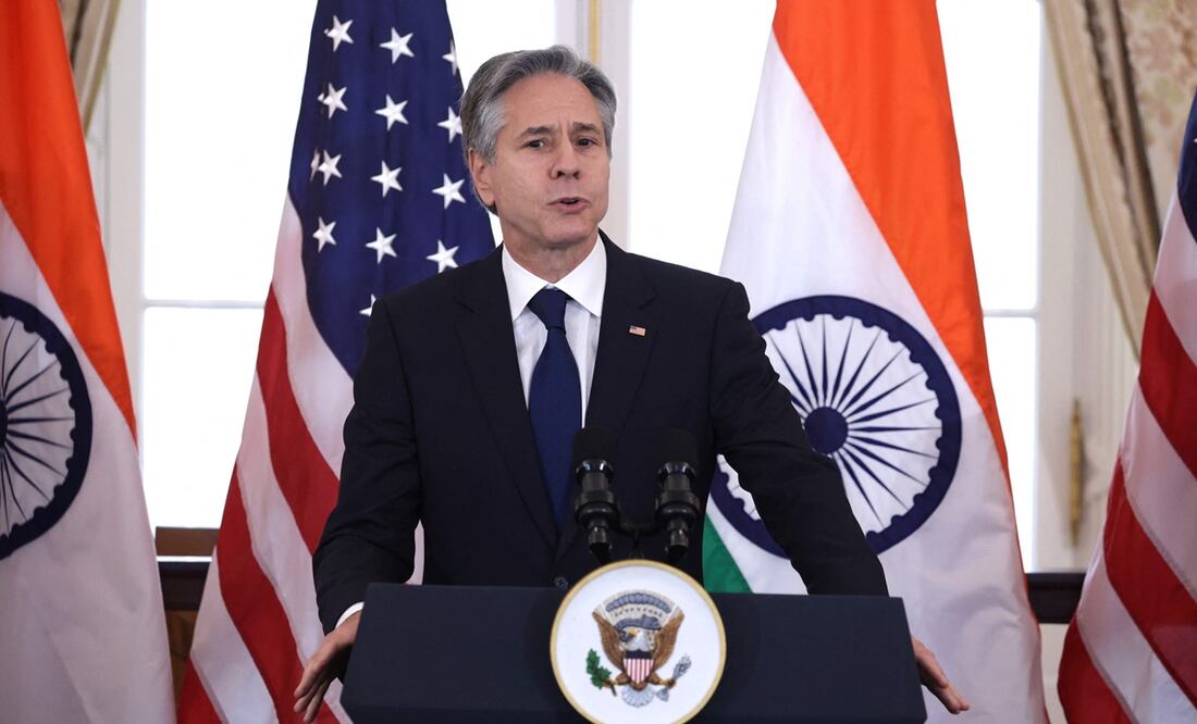 El Secretario de Estado Antony Blinken habla durante un almuerzo en honor al Primer Ministro indio Narendra Modi en el Departamento de Estado en Washington, DC. Foto: AFP