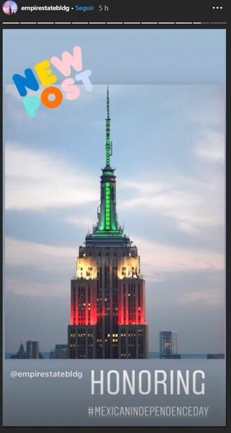 Empire State se ilumina con bandera de México por Fiestas Patrias