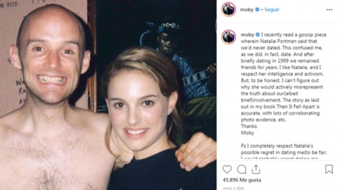 Natalie Portman niega romance con Moby y él publica fotos para demostrarlo