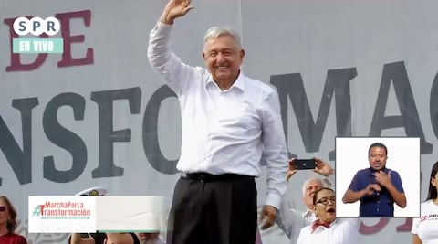 Los canales públicos 11, 22, 14 y 21 transmiten la marcha de AMLO en cadena nacional