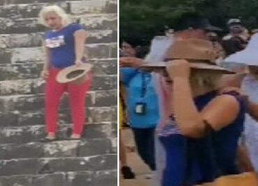 Lady Chichén Itzá: Casi linchan a turista extranjera por subir y bailar en pirámide