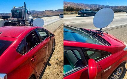 Policía detiene a un Toyota Prius que circulaba con una antena de internet en el cofre