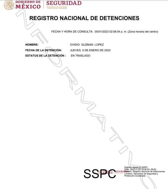 Ovidio Guzmán: Esta es la ficha de detención de "El Ratón" 