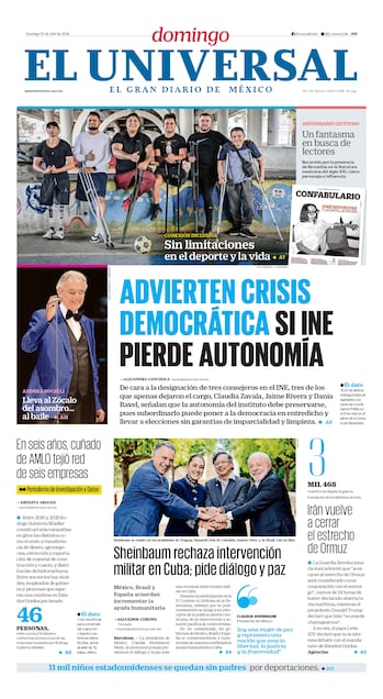 Portada impresa del 19 de abril de 2026