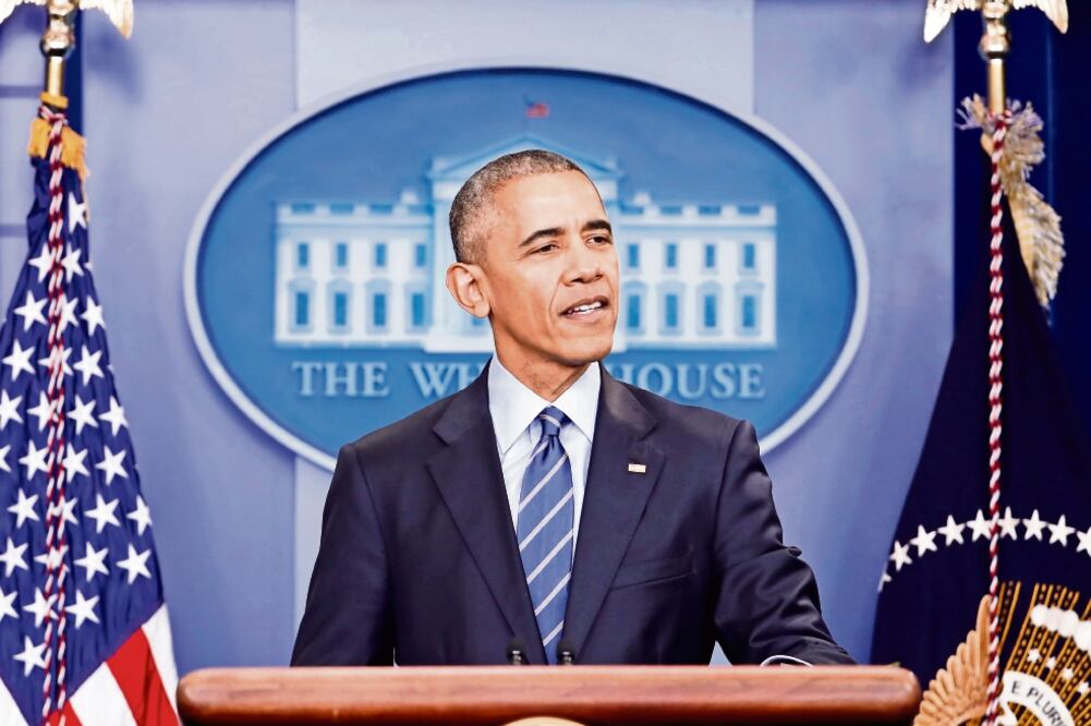 El presidente de Estados Unidos, Barack Obama, habló ayer con los periodistas en su última conferencia de prensa del año en la Casa Blanca. (CARLOS BARRIA. REUTERS)