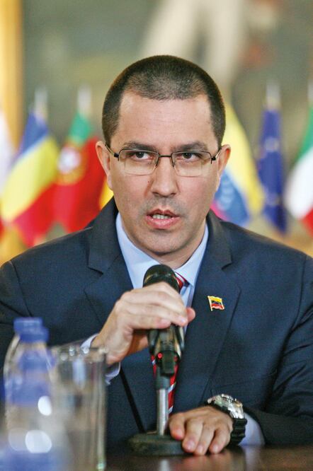 Discurso. El canciller venezolano, Jorge Arreaza, al defender ayer el adelanto de elecciones