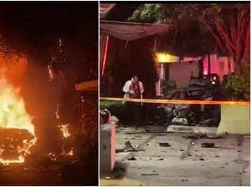 Auto de lujo se incendia tras impactarse contra una barda sobre Paseo de la Reforma; conductor muere en el lugar