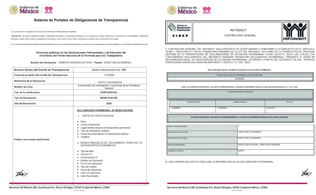 En la resolución EXT/CT/13/07/2026.03, el Comité de Transparencia del Infonavit atiende solicitud de Romero para blindar su información.