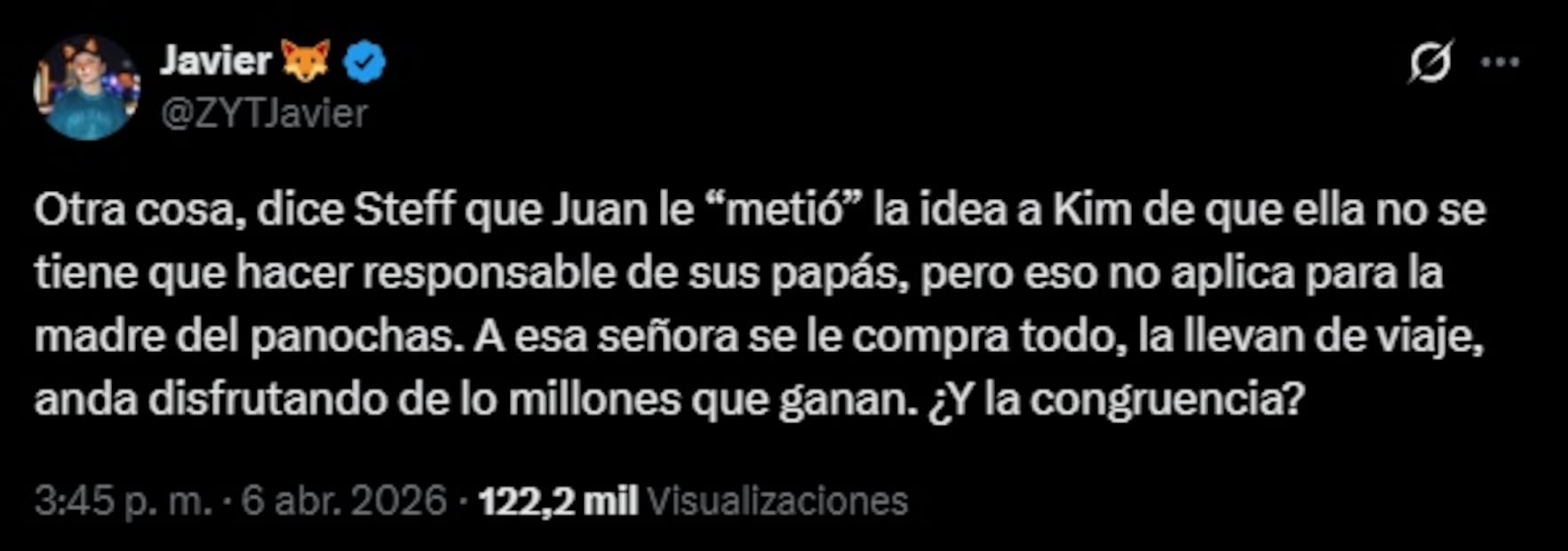 Zorrito Youtubero arremete contra Kimberly Loaiza. Foto: Captura de pantalla