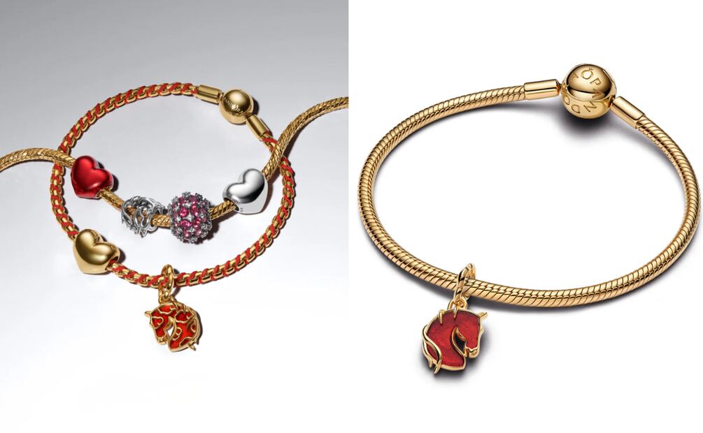 Pandora celebra el Año del Caballo con charms y brazaletes en tonos rojos. Foto: Cortesía Pandora