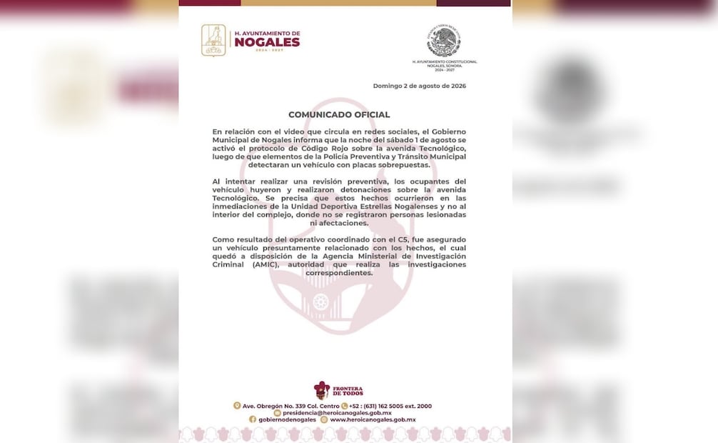 Ataque armado provoca pánico durante juego de sóftbol en Nogales, Sonora; no hay lesionados.
Foto: Especial.