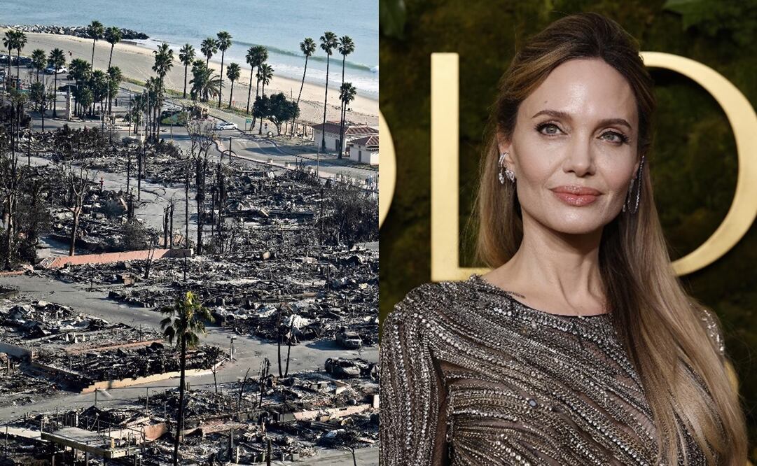 La actriz Angelina Jolie y los incendios en California. Foto: APA y EFE.