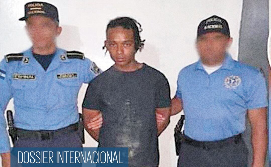 El hondureño Luis Rodríguez fue presentado en público bajo escolta policiaca. Foto: CORTESÍA LA PRENSA, DE HONDURAS