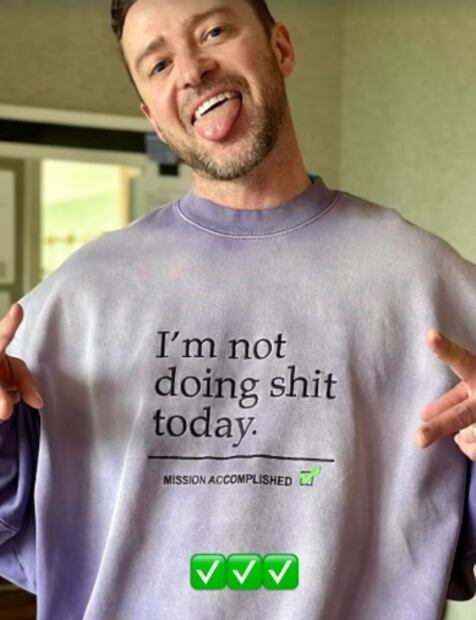 Justin Timberlake en casa tras anunciar que padece Lyme. Foto: Instagram oficial.