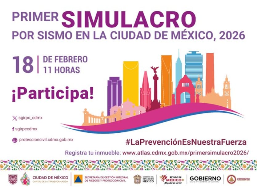 Primer Simulacro Nacional 2026. Foto: Secretaría de Gestión Integral de Riesgos y PC