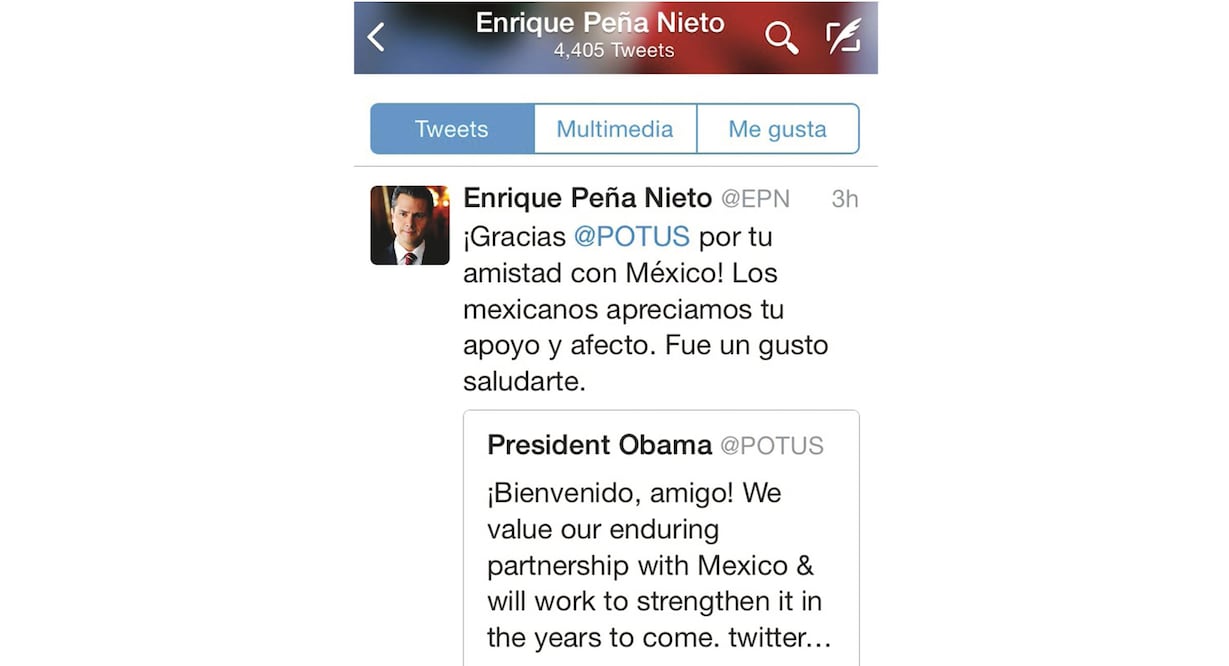 Amigos. Obama dio la bienvenida en Twitter a Peña Nieto, quien devolvió el gesto de amistad (TWITTER)