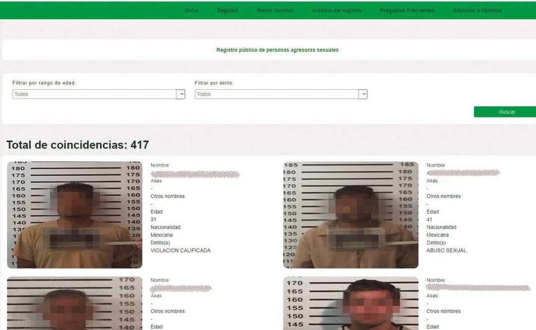 El registro de agresores sexuales aún estaba en línea ayer, constató EL UNIVERSAL. 