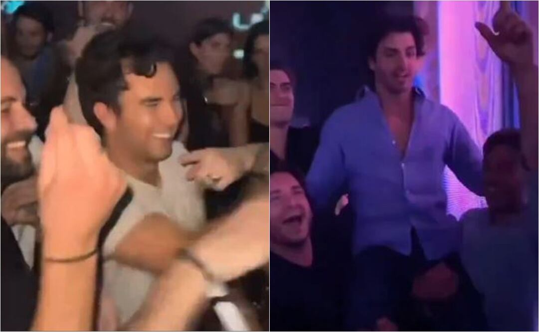 Checo Pérez y Carlos Sainz en el "after party" del Gran Premio de México. FOTO: Capturas de video