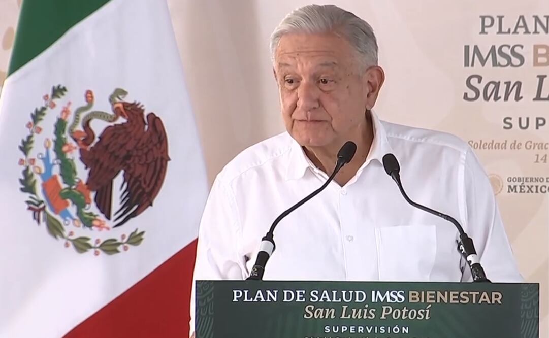 Presidente Andrés Manuel López Obrador asiste a una reunión de supervisión deñ IMSS Bienestar en San Luis Potosí. Foto: Captura @lopezobrador_