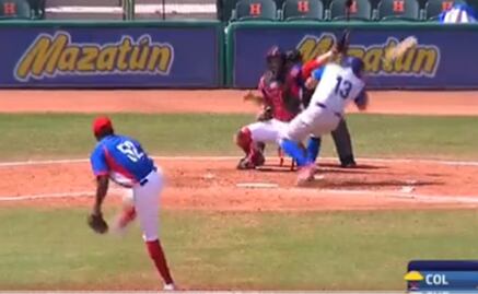 Bateador recibe pelotazo que lo deja 'noqueado' en el Colombia vs Cuba