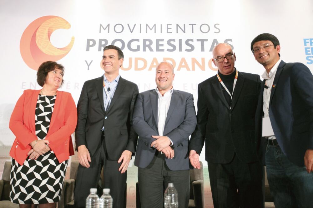 Zita Gurmai, presidenta de Mujeres del Partido de los Socialistas Europeos de Hungría; Pedro Sánchez, ex secretario general del PSOE de España; Enrique Alfaro, edil de Gdl, etc. (IVÁN STEPHENS. EL UNIVERSAL)