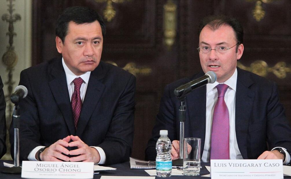 Luis Videgaray, entonces secretario de Hacienda y Miguel Ángel Osorio Chong en una imagen del 27 de febrero de 2024. Foto: Lucía Godínez/ Archivo EL UNIVERSAL