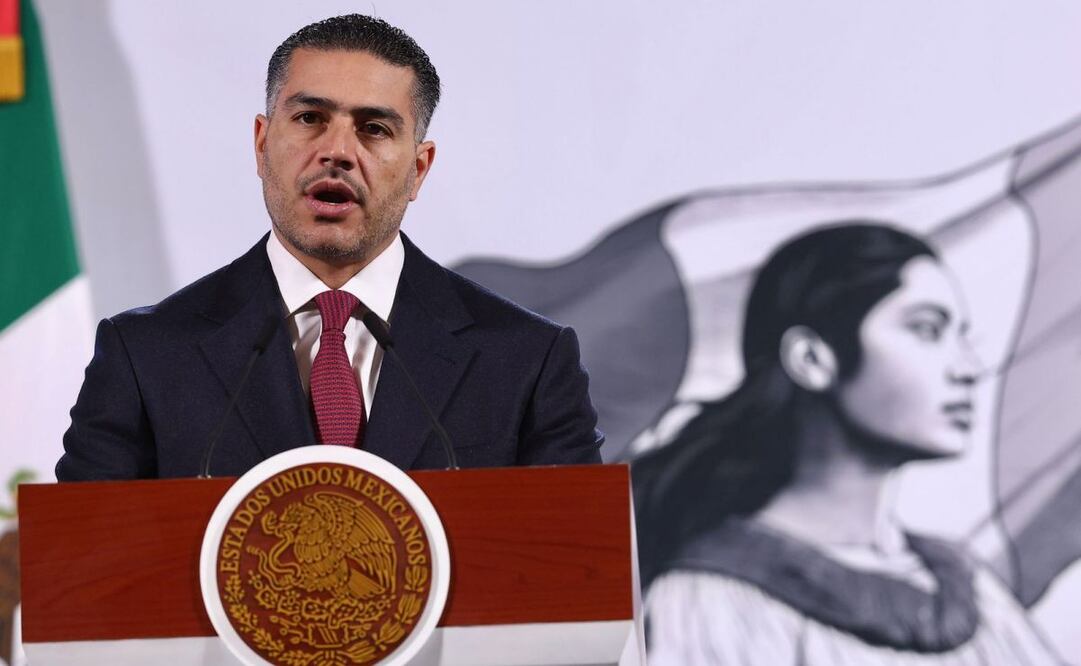 Omar García Harfuch, titular de la SSPC, durante la mañanera de 25 de febrero del 2025. Foto: Berenice Fregoso / EL UNIVERSAL