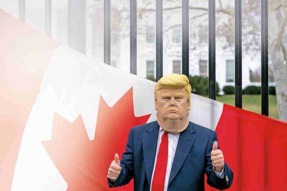 AP Photo/Ben Curtis
Protesta en Washington
de turistas canadienses contra los aranceles
hacia su país/ AP Photo/Ben Curtis