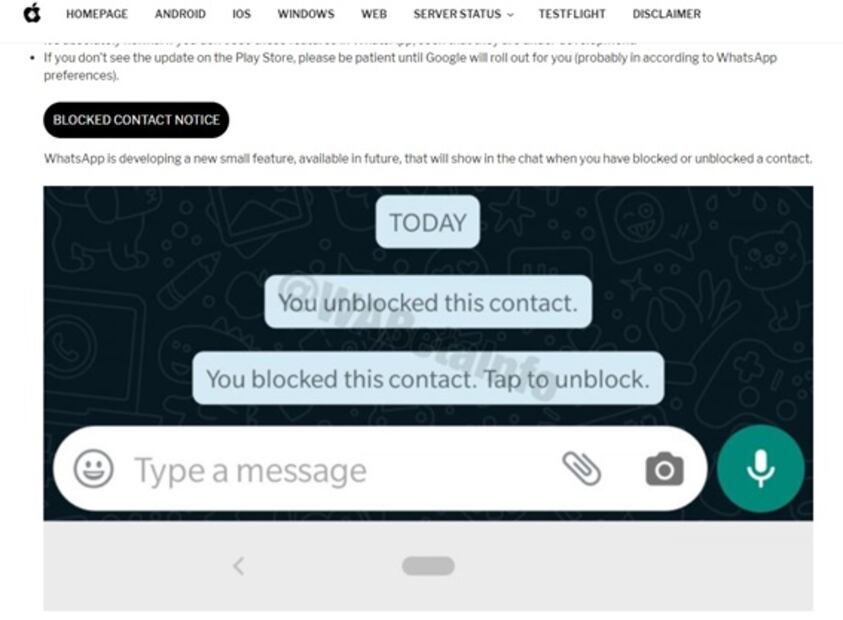 WhatsApp avisará cuando bloquees un contacto